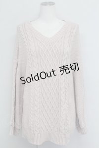 axes femme POETIQUE / 編み上げデザインニット M ピンク T-25-10-24-009-AX-TO-SA-ZT410