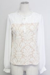 axes femme / オーナメントジャカードプルオーバー  ベージュ T-25-10-24-002-AX-TO-SA-ZT389