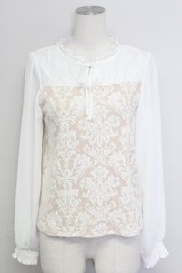 axes femme / オーナメントジャカードプルオーバー  ベージュ T-25-10-24-002-AX-TO-SA-ZT389