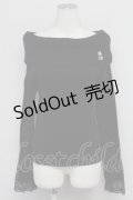 axes femme / ローズ刺繍オフショルニット  クロ T-25-10-24-013-AX-TO-SA-ZT