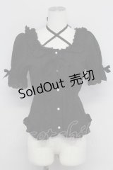 BABY,THE STARS SHINE BRIGHT / レース半袖ブラウス  黒 T-25-10-24-014-BA-BL-SA-ZT410