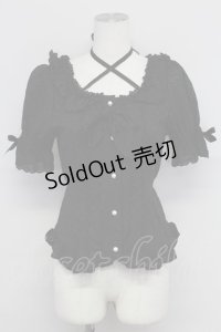 BABY,THE STARS SHINE BRIGHT / レース半袖ブラウス  黒 T-25-10-24-014-BA-BL-SA-ZT410