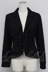 PEACE NOW / ジップアップ編み上げジャケット M ブラック T-25-10-24-016-PU-JA-SA-ZT410