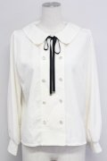 axes femme / リボン付ダブルボタンブラウス  キナリ T-25-10-24-003-AX-BL-SA-ZT