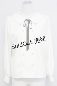 axes femme / リボン付ダブルボタンブラウス  キナリ T-25-10-24-003-AX-BL-SA-ZT389