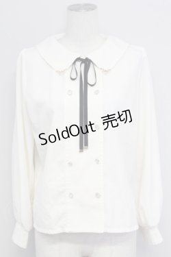 画像1: axes femme / リボン付ダブルボタンブラウス  キナリ T-25-10-24-003-AX-BL-SA-ZT389