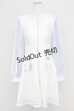 画像1: Jamie エーエヌケー / 龍刺繍タッセルジャージワンピース  サックスX白 T-25-10-24-020-LO-OP-SA-ZT