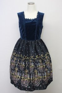 Jane Marple / シャンデリア柄ジャンパースカート  ネイビー T-25-10-25-020-JM-OP-SA-ZT423