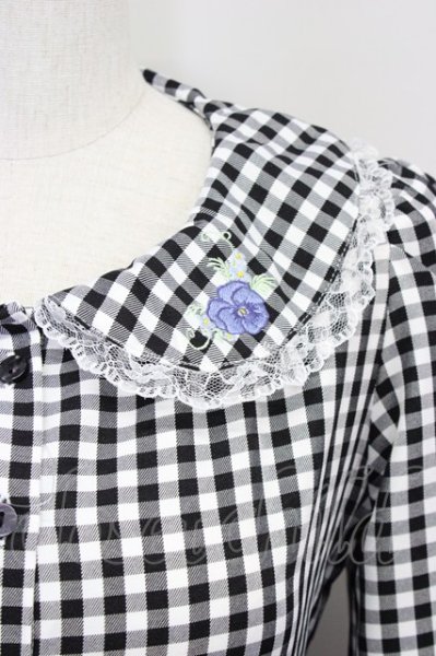 SALE】FLC / 星名桜子/ギンガムチェックワンピース S 黒 T-25-10-25
