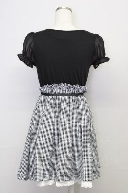 画像2: Ank Rouge / ハートアロープリントギンガムチェック切替半袖ワンピース  黒X白チェック T-25-10-25-028-CA-OP-SA-ZT