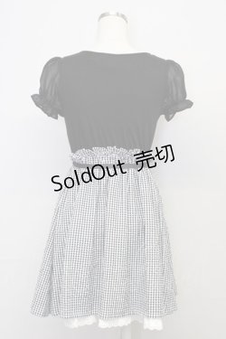 画像2: Ank Rouge / ハートアロープリントギンガムチェック切替半袖ワンピース  黒Ｘ白チェック T-25-10-25-028-CA-OP-SA-ZT428