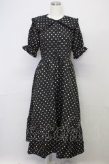 m petit by misako / 梨地水玉半袖ワンピース L 黒 T-25-10-25-030-LO-OP-SA-ZT429