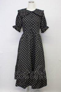 m petit by misako / 梨地水玉半袖ワンピース L 黒 T-25-10-25-030-LO-OP-SA-ZT429