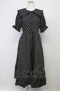 画像1: m petit by misako / 梨地水玉半袖ワンピース L 黒 T-25-10-25-030-LO-OP-SA-ZT