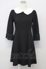 画像1: 【SALE】LODISPOTTO / パール刺繍襟ワンピース M 黒Ｘ白 T-25-10-25-032-LO-OP-SA-ZT429 (1)