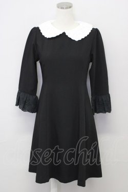 画像1: LODISPOTTO / パール刺繍襟ワンピース M 黒X白 T-25-10-25-032-LO-OP-SA-ZT