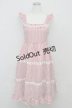 画像1: Cherirulu Chocola / ギンガムチェックジャンパースカート S 赤Ｘシロ T-25-10-25-014-LO-OP-SA-ZT416