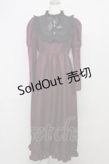 majoretty / リボンクロスフリルハイネックワンピース L ボルドー T-25-10-25-015-LO-OP-SA-ZT416