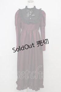 majoretty / リボンクロスフリルハイネックワンピース L ボルドー T-25-10-25-015-LO-OP-SA-ZT416
