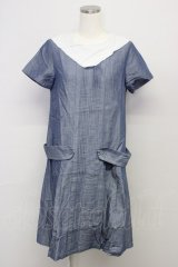 Jane Marple / 三角ヨークワンピース  青Ｘ白 T-25-10-25-018-JM-OP-SA-ZT423