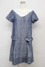 画像1: Jane Marple / 三角ヨークワンピース  青Ｘ白 T-25-10-25-018-JM-OP-SA-ZT423 (1)