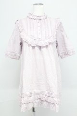 PINK HOUSE / ローズレース半袖チュニックブラウス  ラベンダー T-25-10-29-001-LO-BL-SA-ZT418
