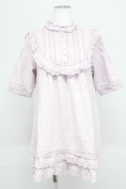 画像1: PINK HOUSE / ローズレース半袖チュニックブラウス  ラベンダー T-25-10-29-001-LO-BL-SA-ZT