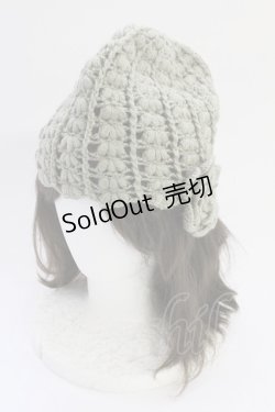 画像1: PINK HOUSE / フラワーニット帽  カーキ T-25-10-29-018-LO-AC-SA-ZT