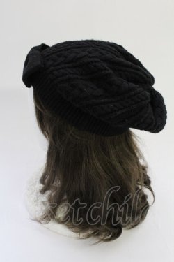 画像3: PINK HOUSE / リボンニット帽  黒 T-25-10-29-019-LO-AC-SA-ZT