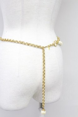 画像2: KETTY / パールチェーンベルト  白Xゴールド T-25-10-29-034-EL-AC-SA-ZT