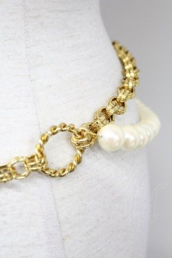 画像5: KETTY / パールチェーンベルト  白Xゴールド T-25-10-29-034-EL-AC-SA-ZT