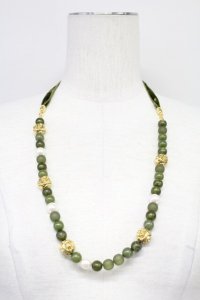 INGEBORG / パールリボンネックレス  グリーン T-25-10-29-040-LO-AC-SA-ZT434-F002