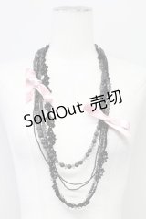 INGEBORG / レースビーズネックレス  黒Ｘピンク T-25-10-29-046-LO-AC-SA-ZT