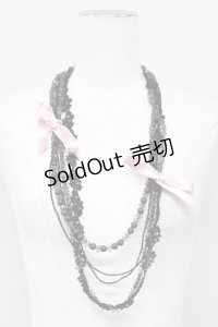 INGEBORG / レースビーズネックレス  黒Ｘピンク T-25-10-29-046-LO-AC-SA-ZT