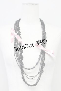 画像1: INGEBORG / レースビーズネックレス  黒Xピンク T-25-10-29-046-LO-AC-SA-ZT