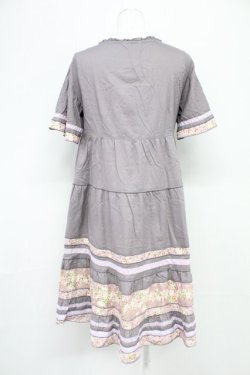 画像2: PINK HOUSE / ローズプリント切替半袖チュニックワンピース  パープル T-25-10-29-004-LO-OP-SA-ZT