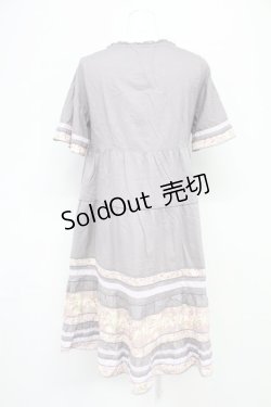 画像2: 【SALE】PINK HOUSE / ローズプリント切替半袖チュニックワンピース  パープル T-25-10-29-004-LO-OP-SA-ZT430