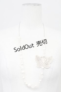 画像1: PINK HOUSE / 蝶レースモチーフネックレス  白 T-25-10-29-049-LO-AC-SA-ZT