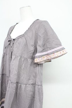 画像3: PINK HOUSE / ローズプリント切替半袖チュニックワンピース  パープル T-25-10-29-004-LO-OP-SA-ZT