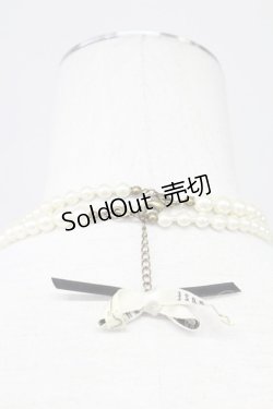 画像2: PINK HOUSE / ロゴリボンパールネックレス  白X黒 T-25-10-29-050-LO-AC-SA-ZT