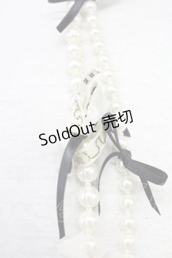 画像4: PINK HOUSE / ロゴリボンパールネックレス  白X黒 T-25-10-29-050-LO-AC-SA-ZT