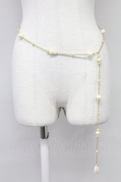 画像1: INGEBORG / パールチェーンベルト  白Xゴールド T-25-10-29-051-LO-ZA-SA-ZT