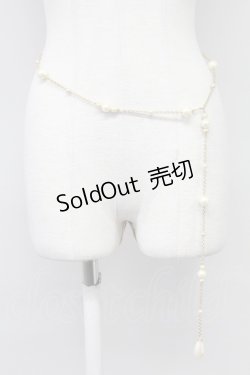 画像1: INGEBORG / パールチェーンベルト  白Ｘゴールド T-25-10-29-051-LO-ZA-SA-ZT432