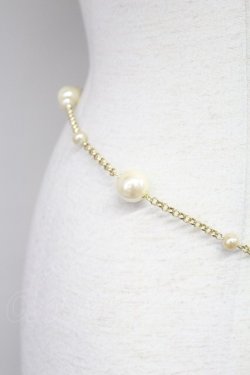 画像3: INGEBORG / パールチェーンベルト  白Xゴールド T-25-10-29-051-LO-ZA-SA-ZT