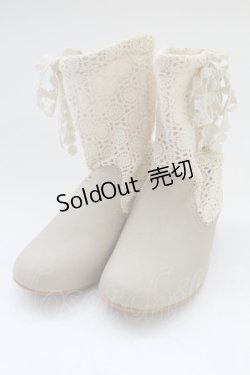 画像1: PINK HOUSE / 綿レースショートブーツ  ベージュ T-25-10-29-053-LO-SH-SA-ZT