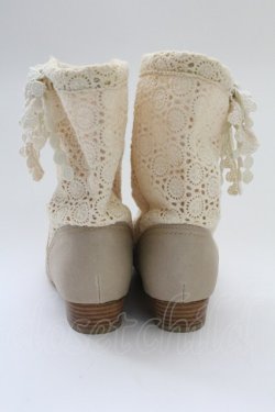 画像2: PINK HOUSE / 綿レースショートブーツ  ベージュ T-25-10-29-053-LO-SH-SA-ZT