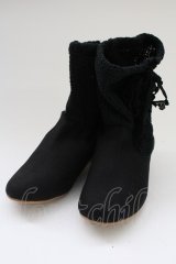 PINK HOUSE / 綿レースショートブーツ  ブラック T-25-10-29-054-LO-SH-SA-ZT-K014