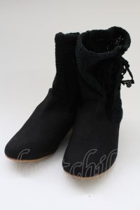 PINK HOUSE / 綿レースショートブーツ  ブラック T-25-10-29-054-LO-SH-SA-ZT-K014