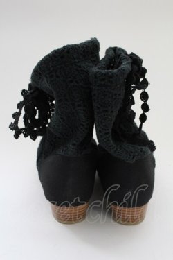 画像2: PINK HOUSE / 綿レースショートブーツ  ブラック T-25-10-29-054-LO-SH-SA-ZT