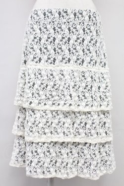 画像1: INGEBORG / レース重ねスカート 13 ブラック×ホワイト T-25-10-29-007-LO-SK-SA-ZT